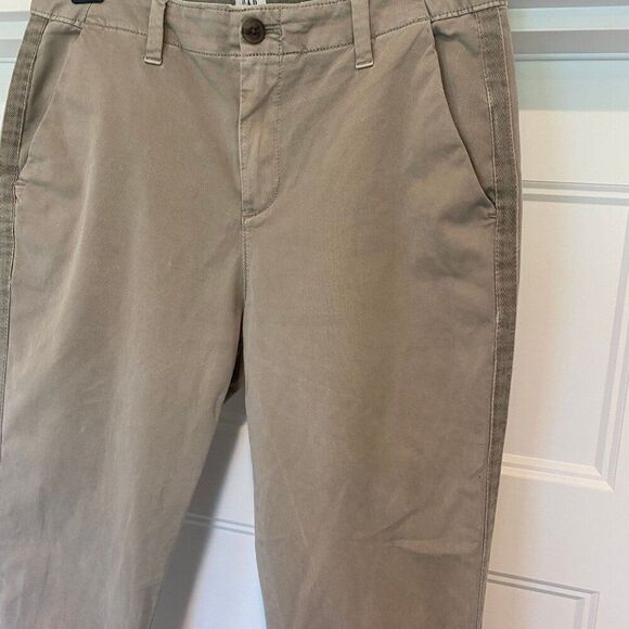 GAP Girlfriend Chino Cotton High-Waisted Cuffed Stretch Khaki Ankle Pants Size 2 - Picture 3 of 7